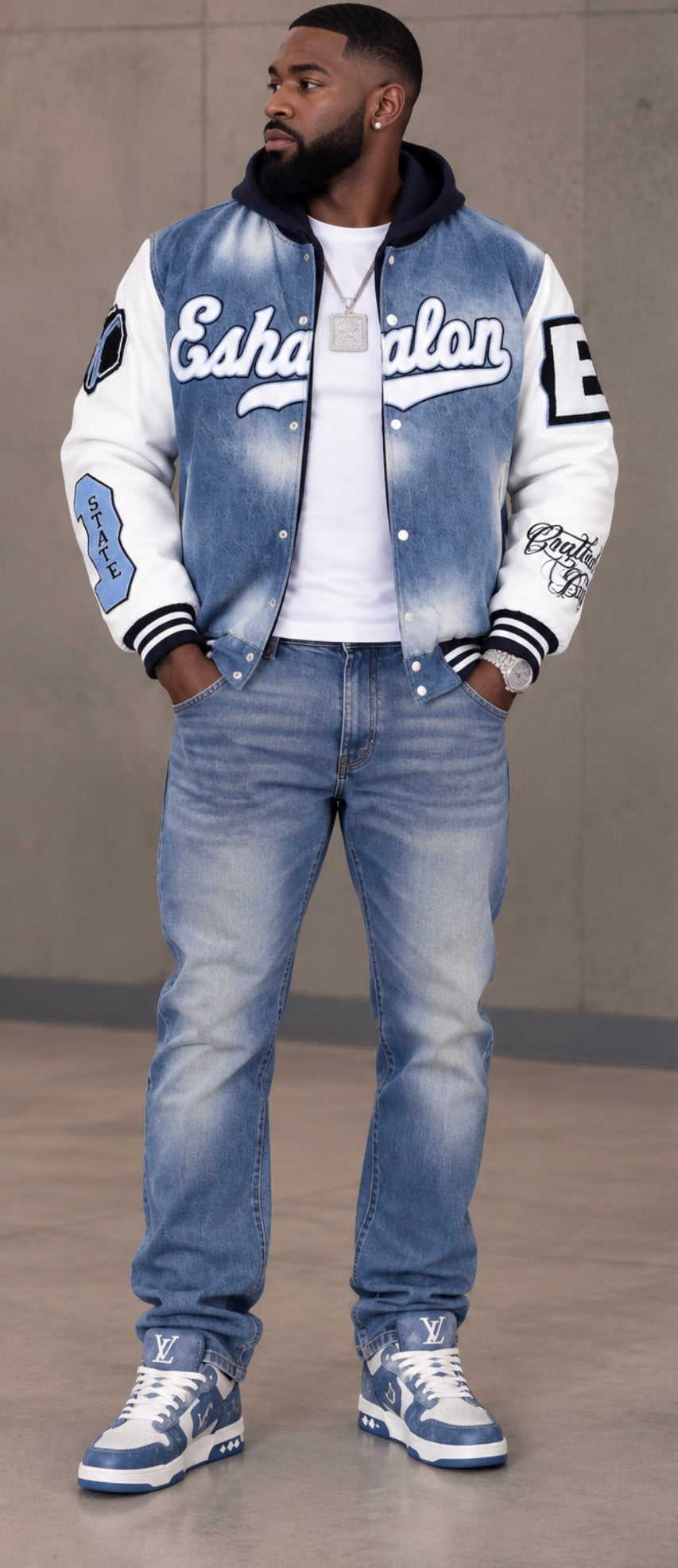 Light Blue Denim Varsity Jackets (Pre-Order)