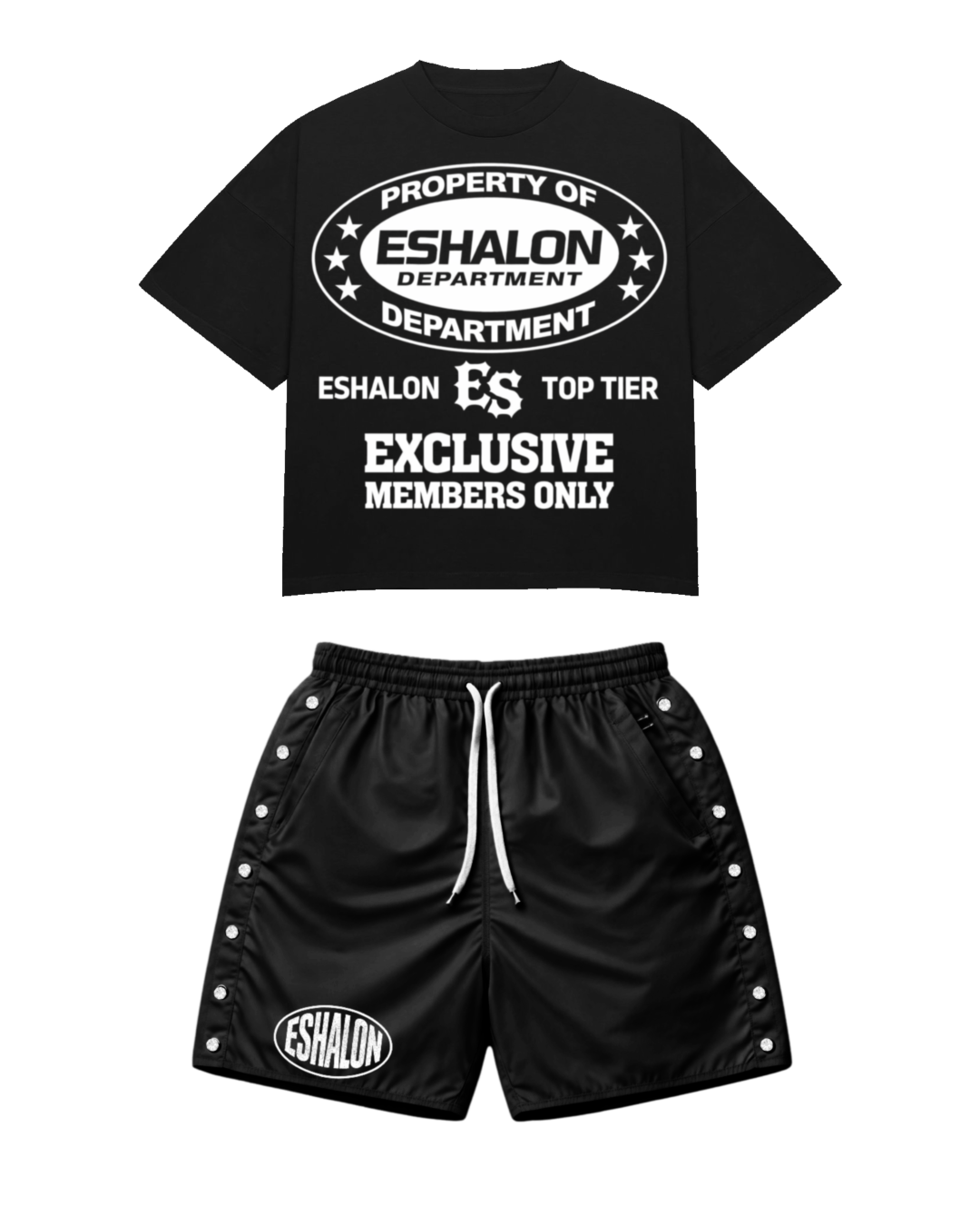BLACK ESHALON MENS SHORT SETS