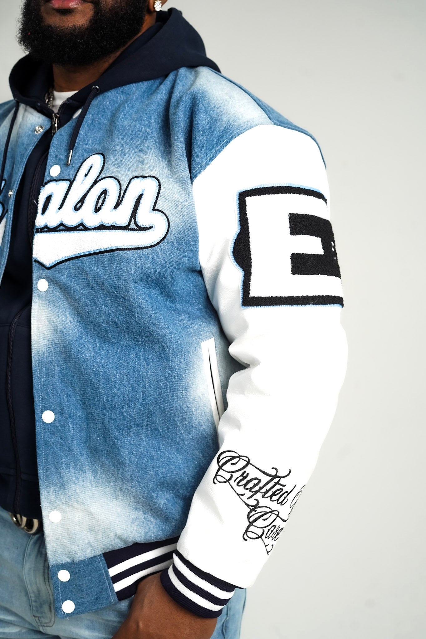 Light Blue Denim Varsity Jackets (Pre-Order)