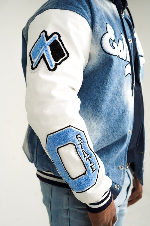 Light Blue Denim Varsity Jackets (Pre-Order)